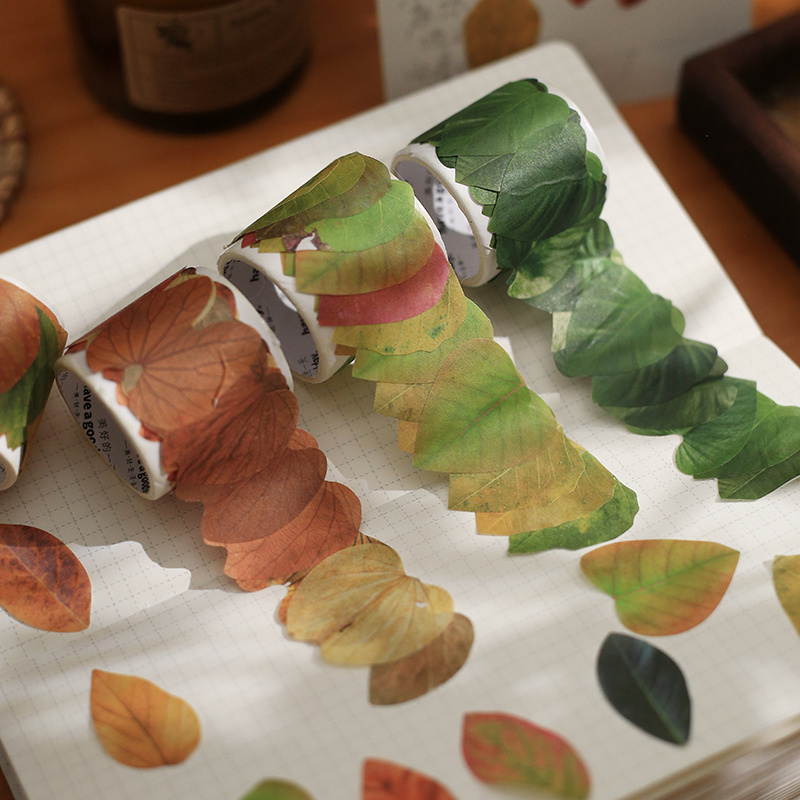 落叶异形和纸胶带DIY吧唧谷美痛包仿真树叶枫叶手帐装饰素材贴纸