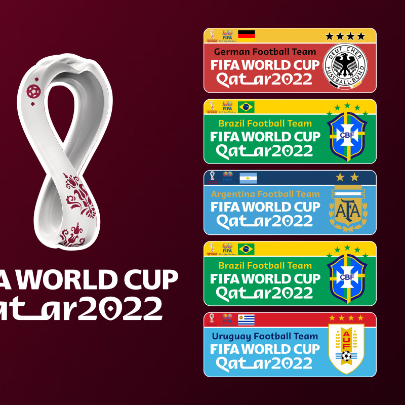 2022年卡塔尔世界杯汽车贴纸德国阿根廷巴西葡萄牙足球球队标志贴