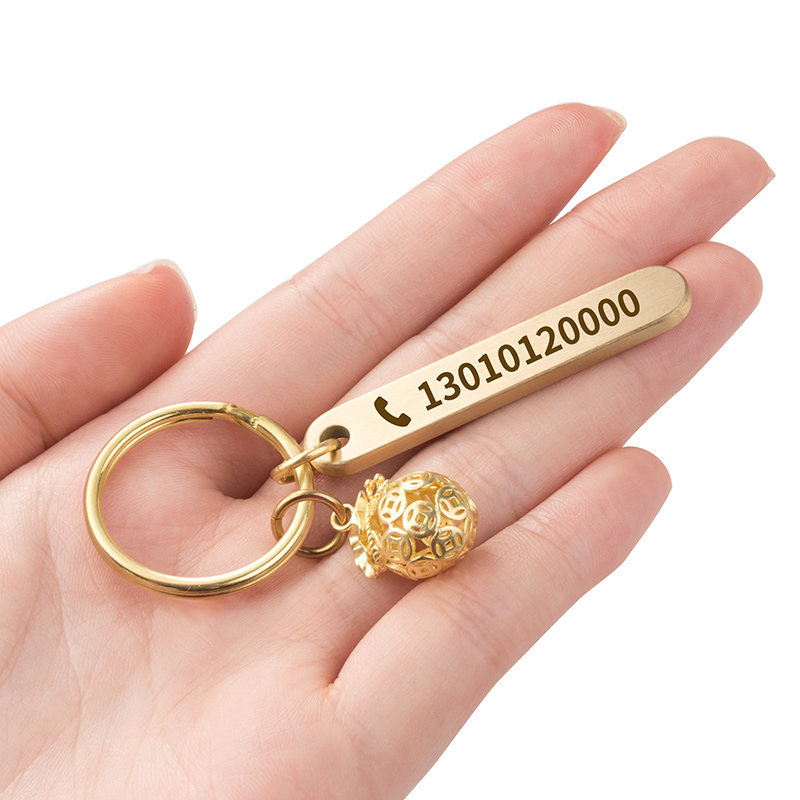 黄铜防丢牌电话号码挂饰钥匙扣挂件创意个性定制锁匙圈环