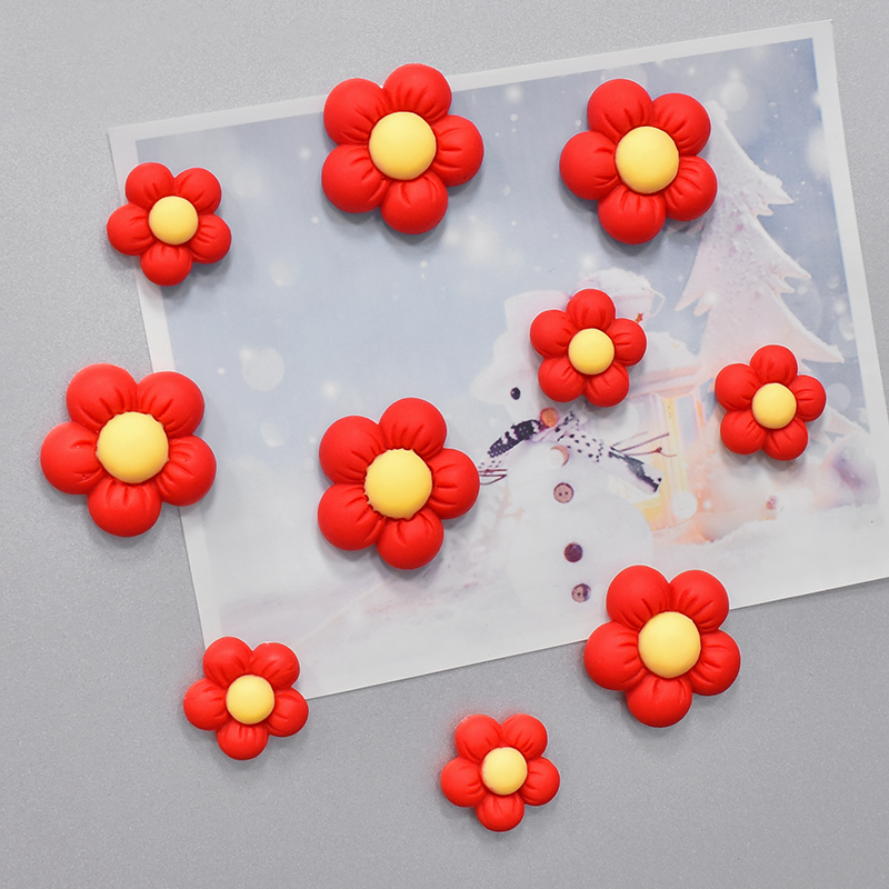 送你一朵小红花 磁性冰箱贴 创意迷你卡通新年红色花朵装饰磁铁石