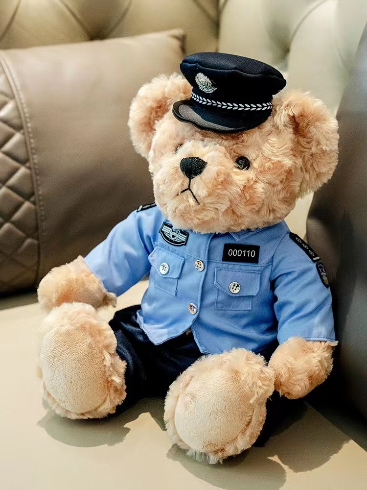 警察小熊玩偶公安毛绒玩具网红铁骑公仔交警小熊警官布娃娃男女孩