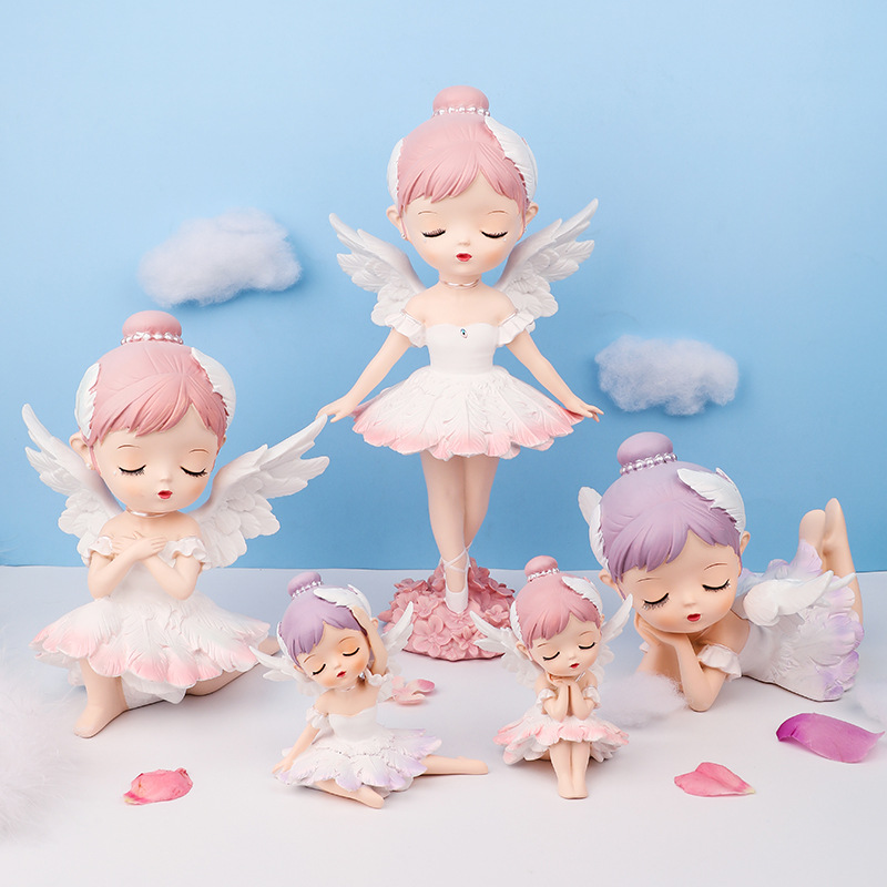 公主蛋糕装饰摆件天使宝贝插件月亮鹿角卡通芭蕾女孩翅膀娃娃