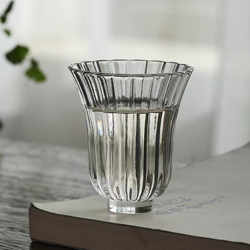 日式小茶杯创意花瓣玻璃品茗杯透明闻香杯家用耐热功夫茶杯花神杯