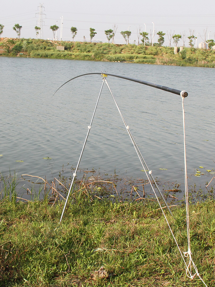不锈钢单双轮8-30米长杆龙门支架手竿炮杆加粗加厚滑轮鱼竿架渔具