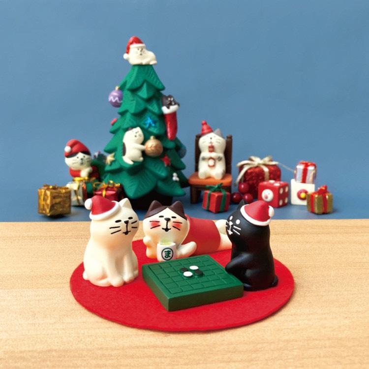 日式zakka猫咪圣诞老人可爱雪人圣诞节桌面装饰摆件礼物圣诞礼物