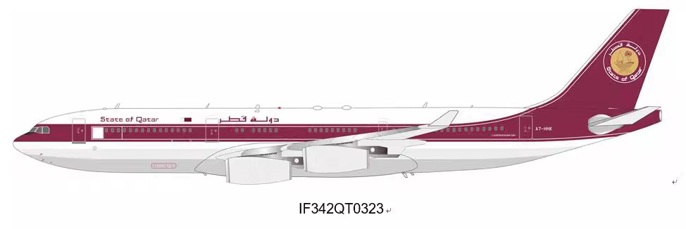 预:1:200 卡塔尔航空 空客A340-200 A7-HHK 客机模型 IF342QT0323