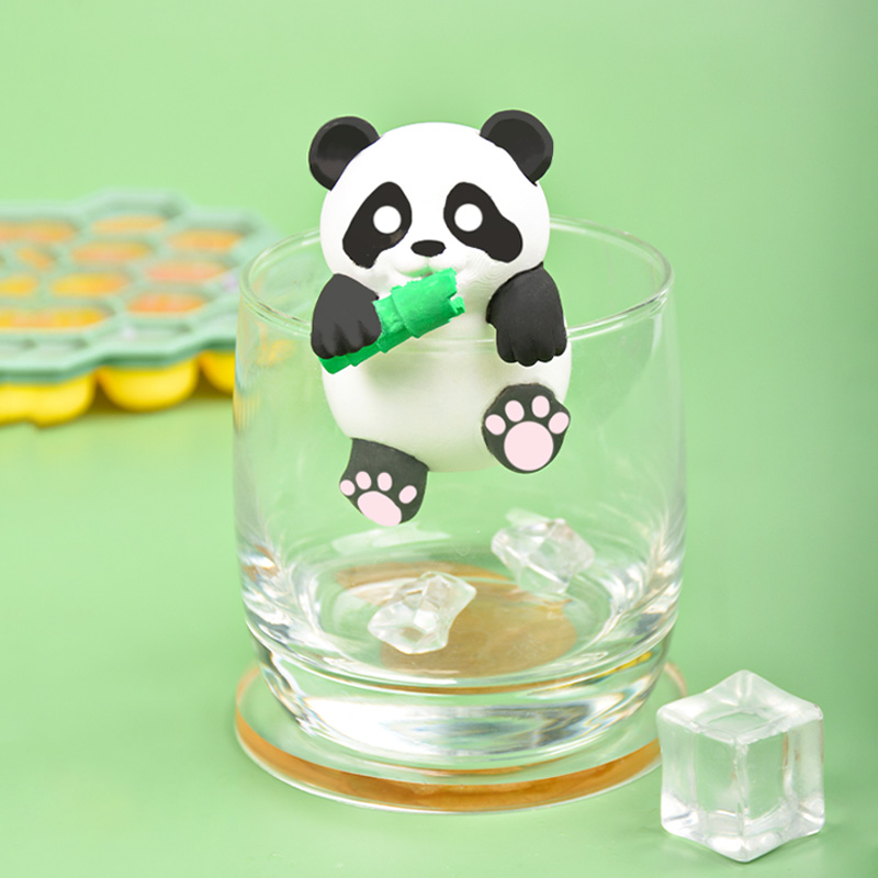 新款熊猫挂杯冰块模具卡通创意立体冻咖啡奶茶可乐冷饮制冰磨具