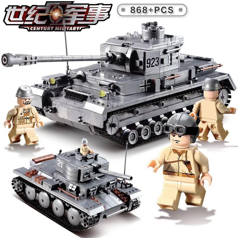 坦克积木玩具拼装军事模型益智儿童男孩子大型中国虎式装甲车系列
