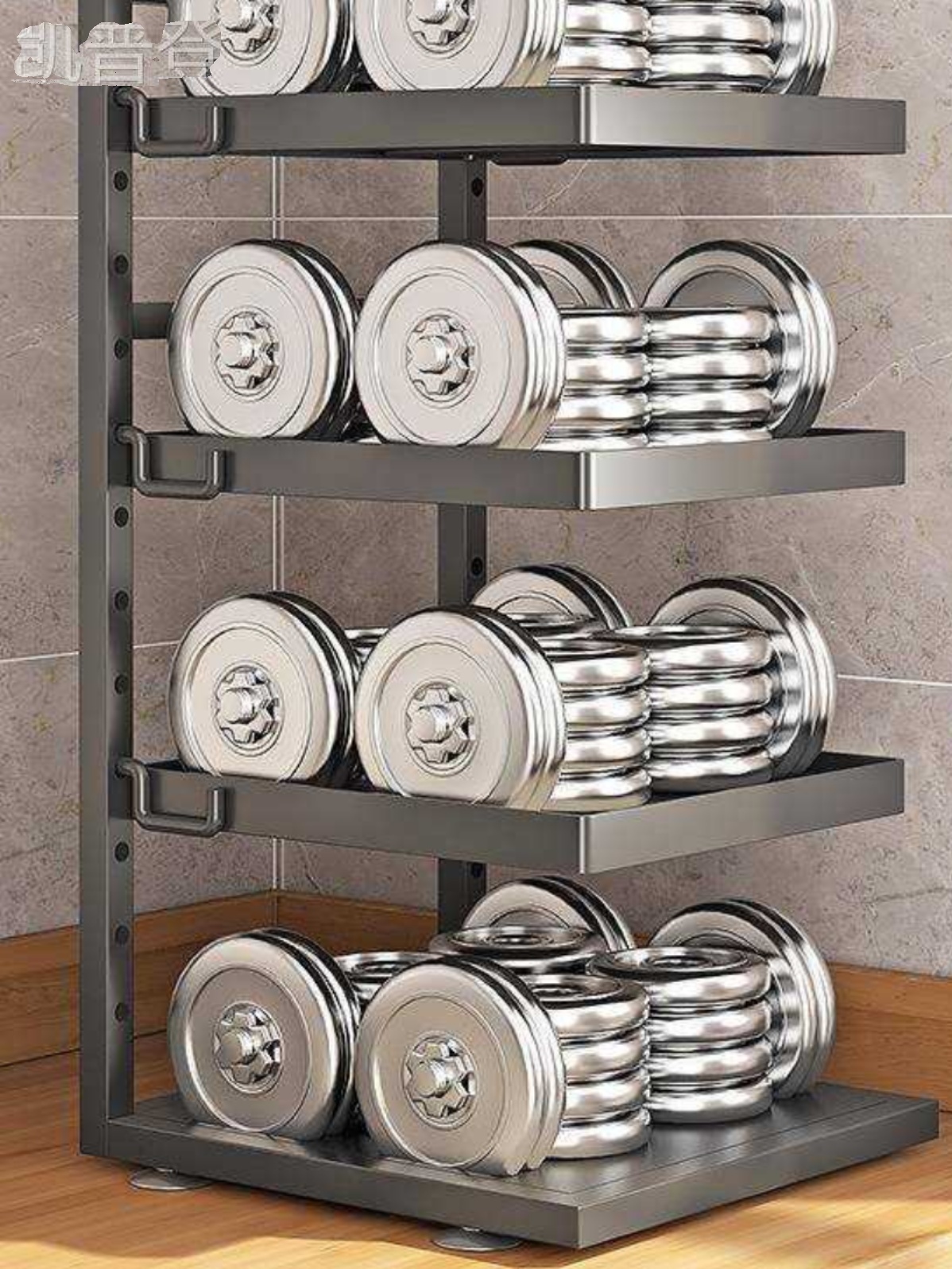 厨房多层锅架可调节台面墙角放锅具下水槽橱柜壁挂两用收纳置物架