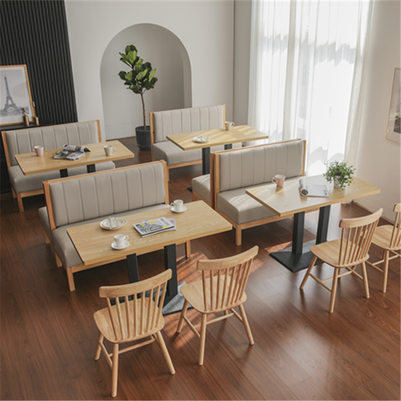 定制咖啡厅餐饮甜品汉堡奶茶店靠墙实木卡座沙发餐厅饭店桌椅组合