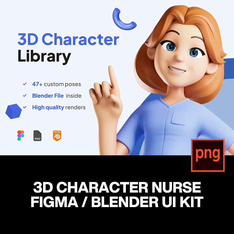 47款3D立体卡通女医生护士人物角色插图插画png免抠图片设计素材