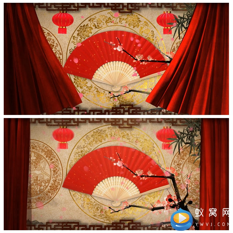 S1737 中国风八屏扇 说学逗唱相声小品戏曲京剧舞LED背景视频素材