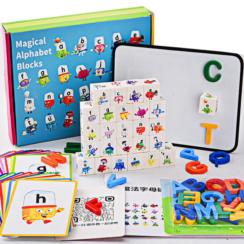 磁吸字母积木Alphablocks动画游戏教具26英文卡片字母磁吸积木
