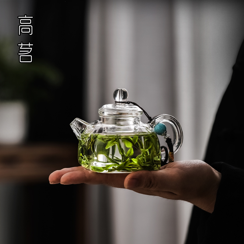 高茗严选迷你小茶壶150ML玻璃茶具家用绿茶专用泡茶器一人用单壶
