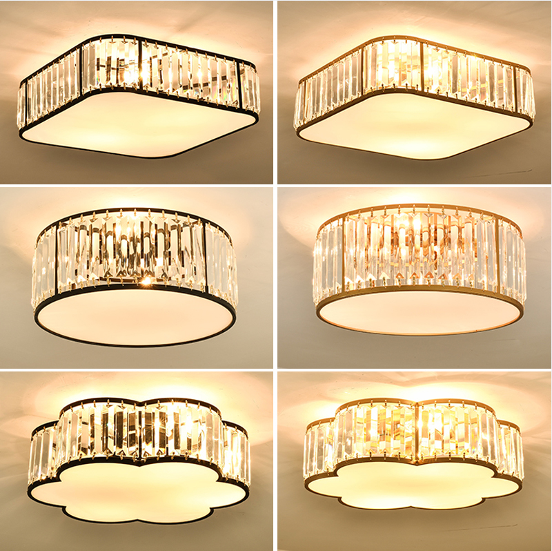 卧室灯简约现代吸顶灯北欧家用圆形极简水晶灯美式轻奢创意餐厅灯
