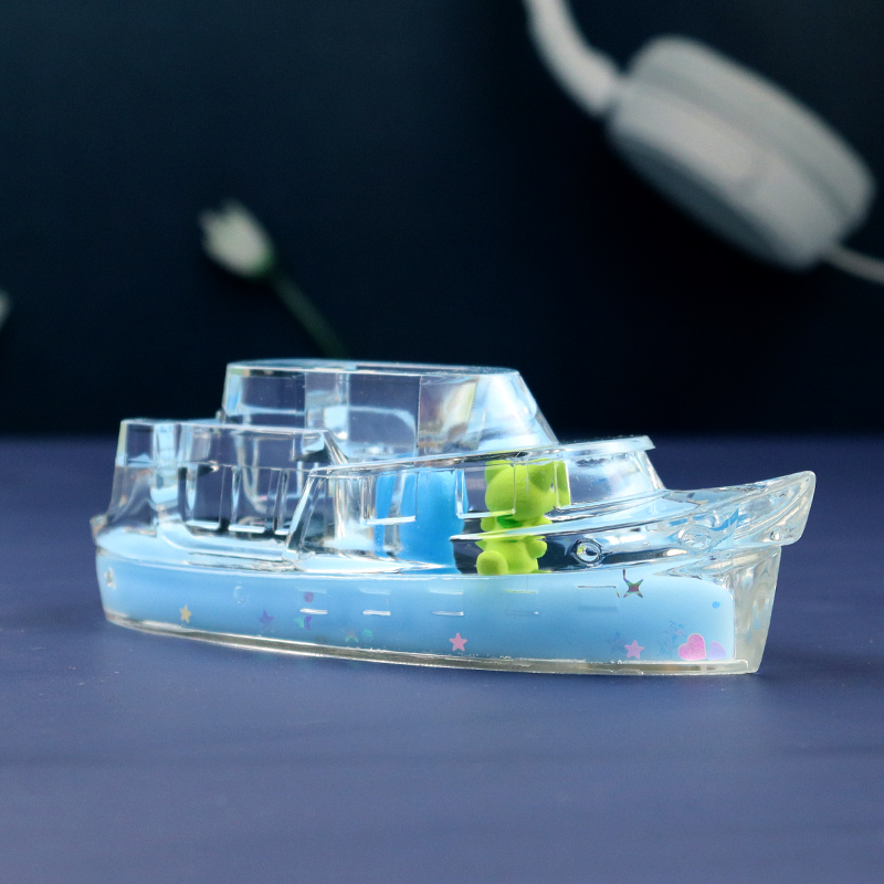 小船模型漂浮抖音同款游轮流体漂流瓶桌面摆件小礼物男生解压笔插