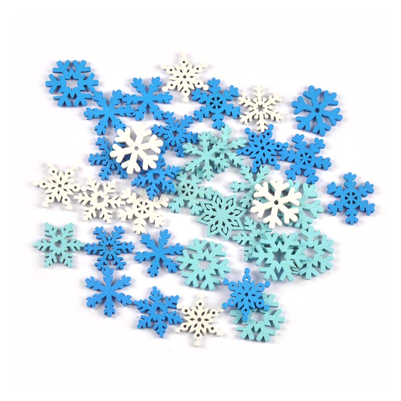 新款蓝色白色圣诞小雪花圣诞树装饰用品DIY手工艺创作材料 50/包