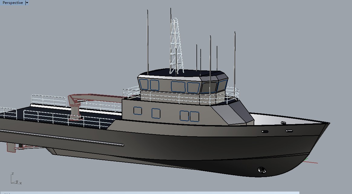 106 utility vessel船舶三维建模图纸 rhino设计 附STP格式