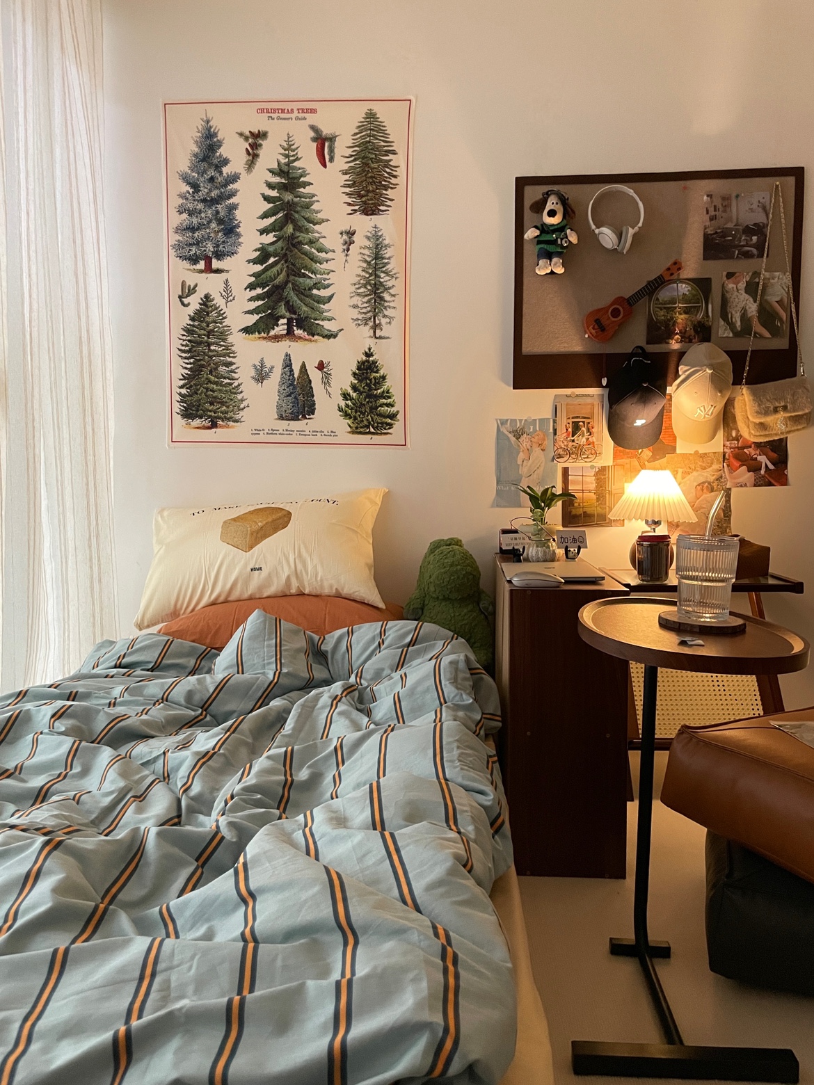 美式ins松树挂布背景布卧室改造中古风民宿氛围墙饰壁纸贴布圣诞