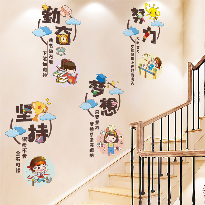 励志墙贴纸自粘学校楼梯走廊墙面装饰教室班级文化墙布置激励标语