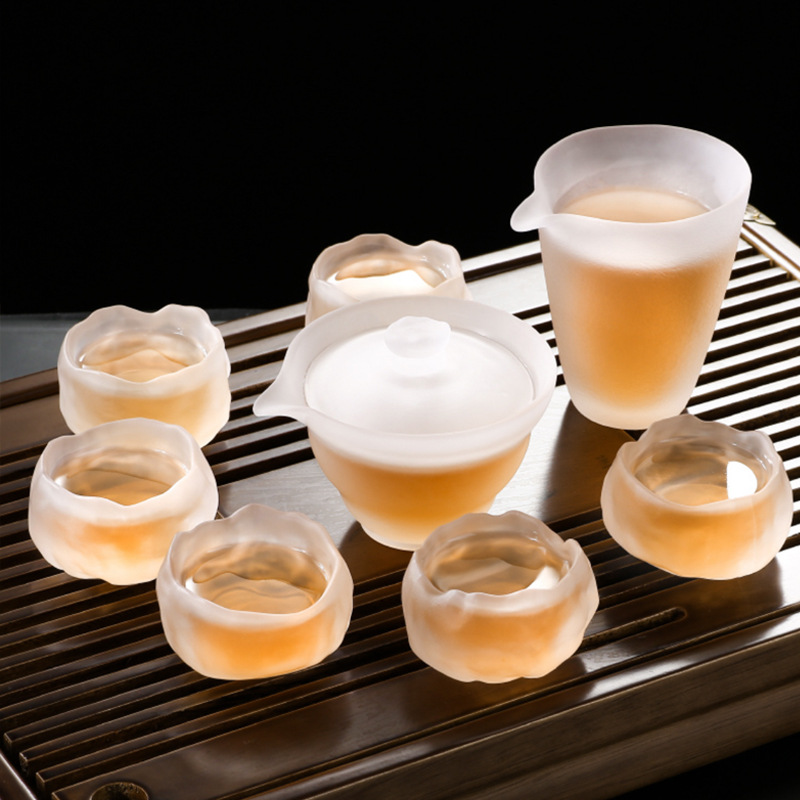 古法冰冻烧茶具套装家用玻璃功夫茶杯日式茶壶琉璃办公室会客泡茶