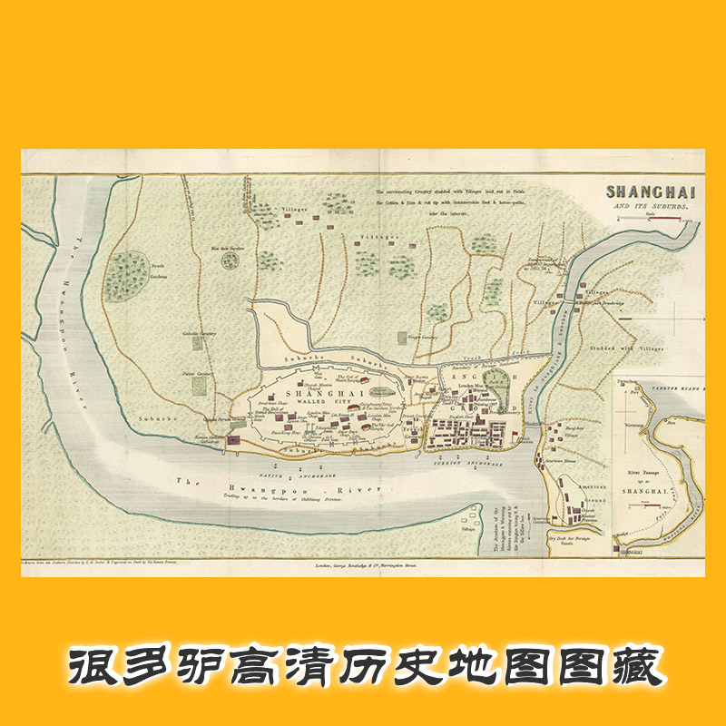 1853年上海及郊区图.英文版-8808 x 5196 高清历史老地图