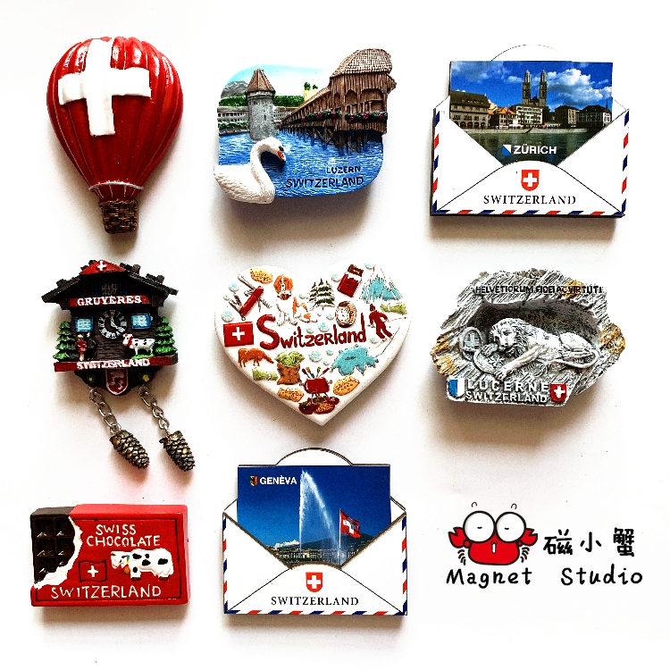 瑞士冰箱贴卢塞恩磁贴伴手礼苏黎世日内瓦特色旅游纪念品少女峰