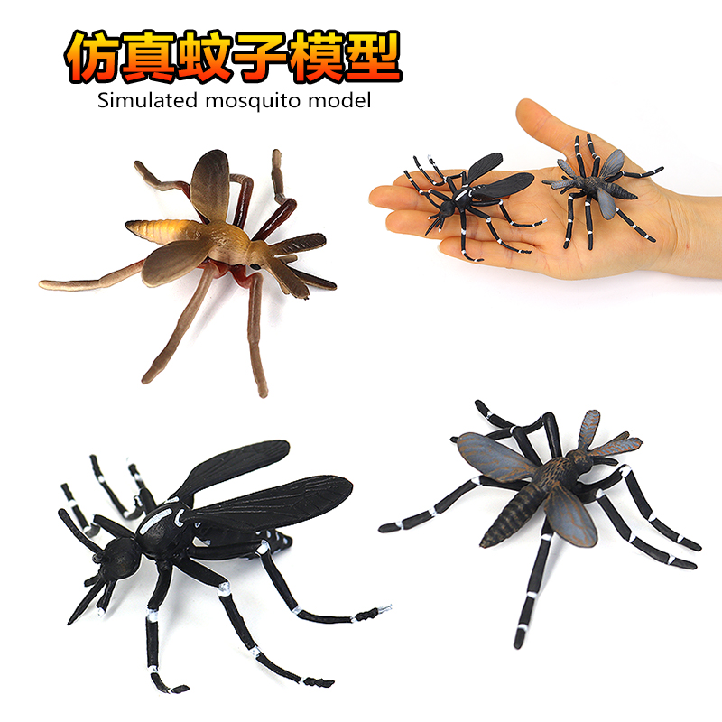 仿真动物写实昆虫蚊子模型花斑静态实心伊蚊玩具摆件儿童教育礼物