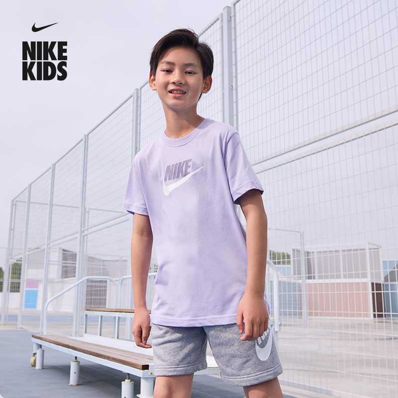 Nike耐克官方儿童大童女童T恤夏季纯棉宽松运动轻便针织棉FD0928