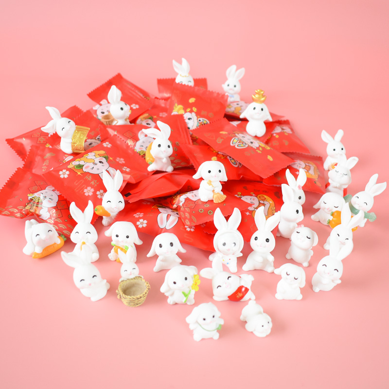 可爱小兔子盲袋迷你仿真兔子模型儿童奖励玩具树脂公仔生日礼物