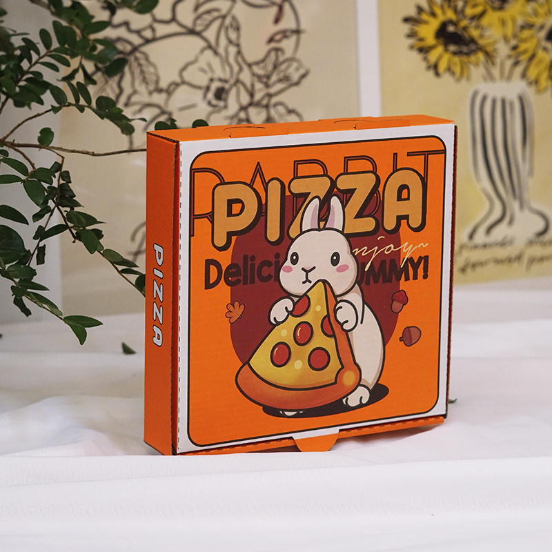 商用爆款红色兔年贺岁国潮牛皮加厚瓦楞pizza保温铝膜外卖披萨盒