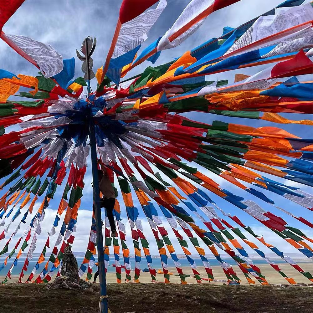 藏式多种内容五色大经幡五彩旗批量发22米50米棉布龙达风马旗包邮
