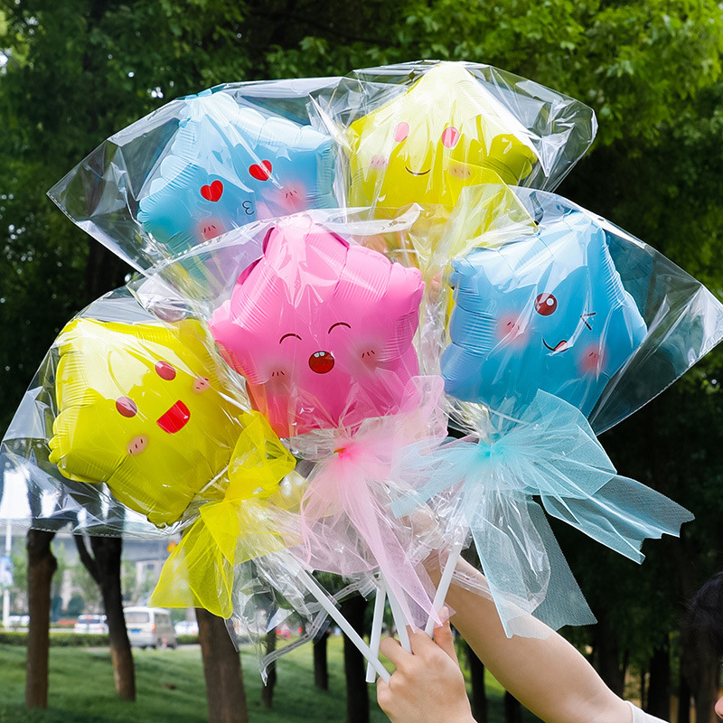 新款10寸五角星表情包铝膜气球可爱表情包迷你气球波波球装饰小球