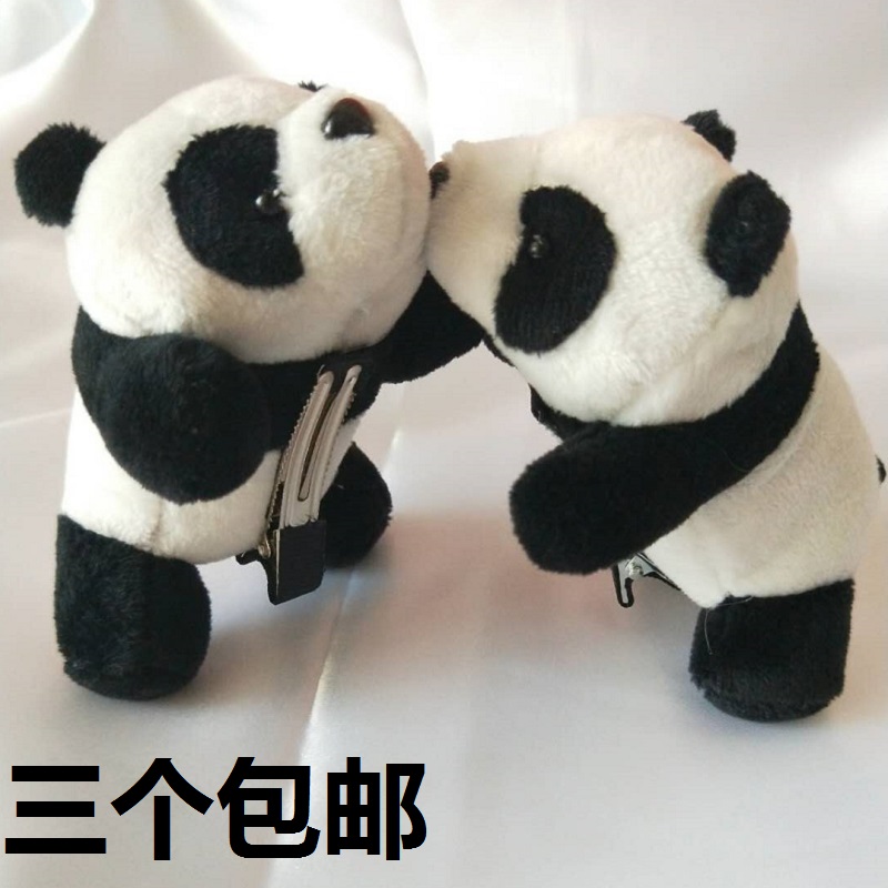 熊猫发夹发箍毛绒熊猫公仔趴趴熊卡通可爱熊猫头饰品熊猫基地同款