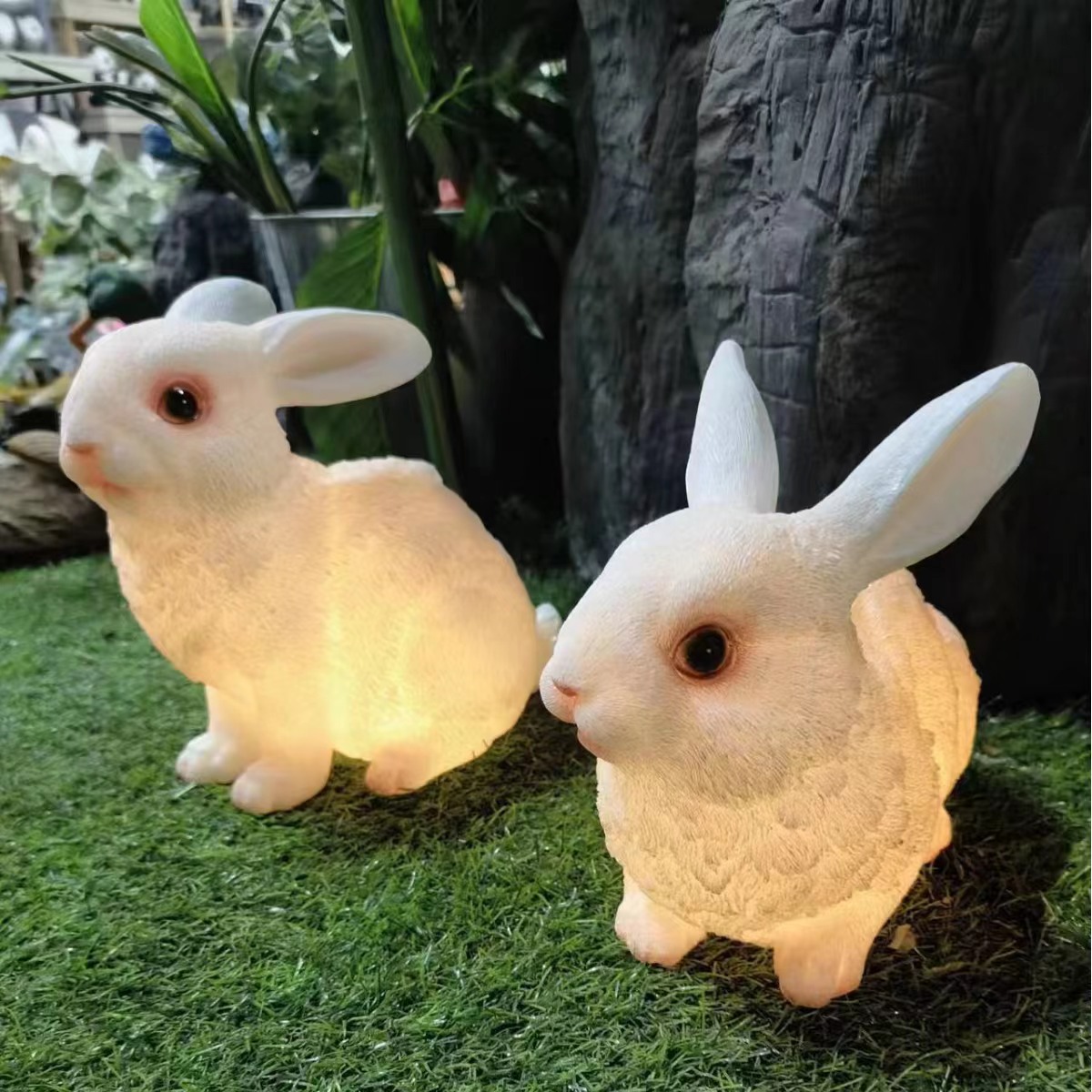 跨境创意户外太阳能兔子装饰灯花园庭院草坪LED景观灯仿真兔子灯