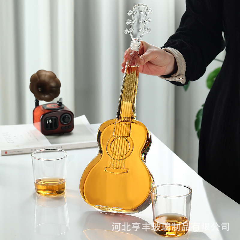 创意吉他醒酒器套装高硼硅玻璃小提琴酒瓶洋酒伏特加酒瓶