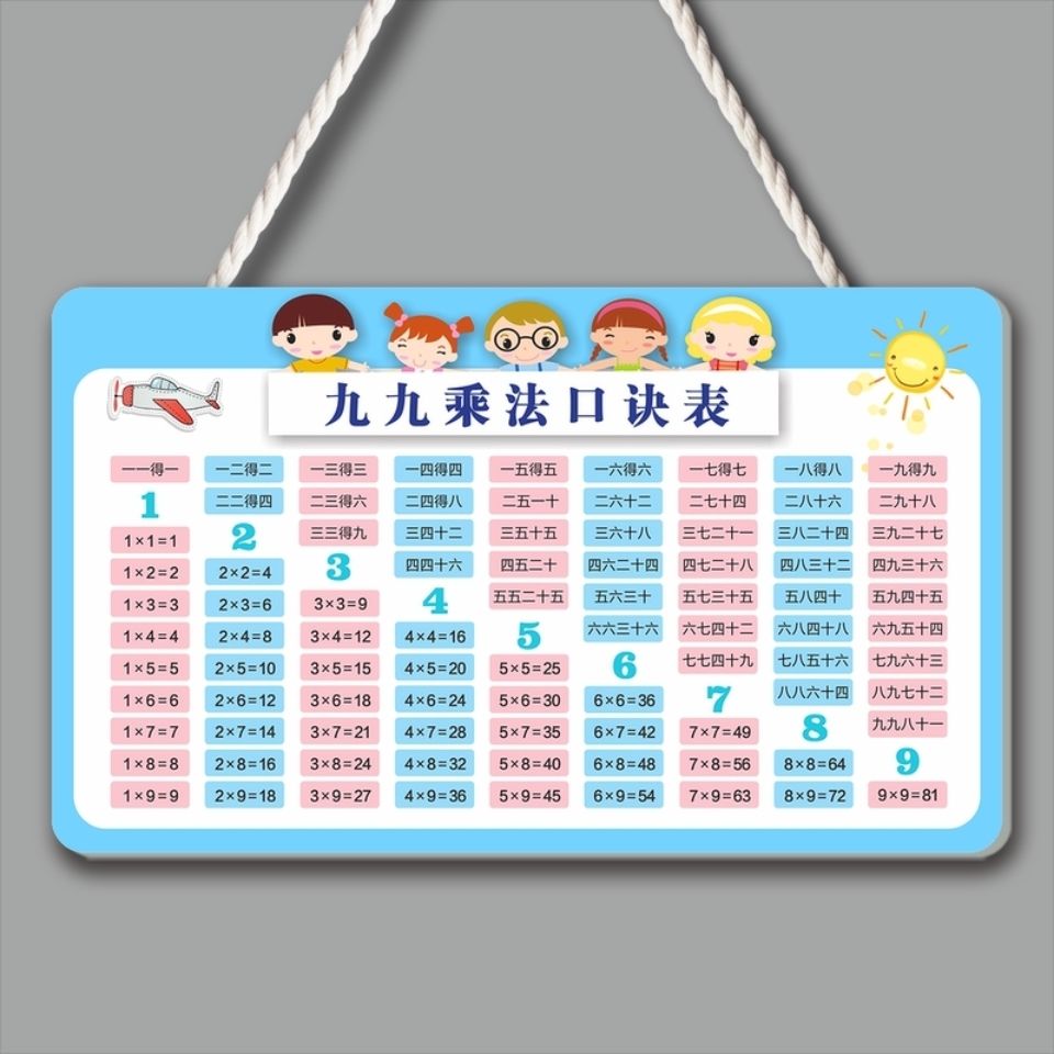 二年级九九乘法口诀表加减乘除法99挂墙汉语拼音挂图字母背诵神器