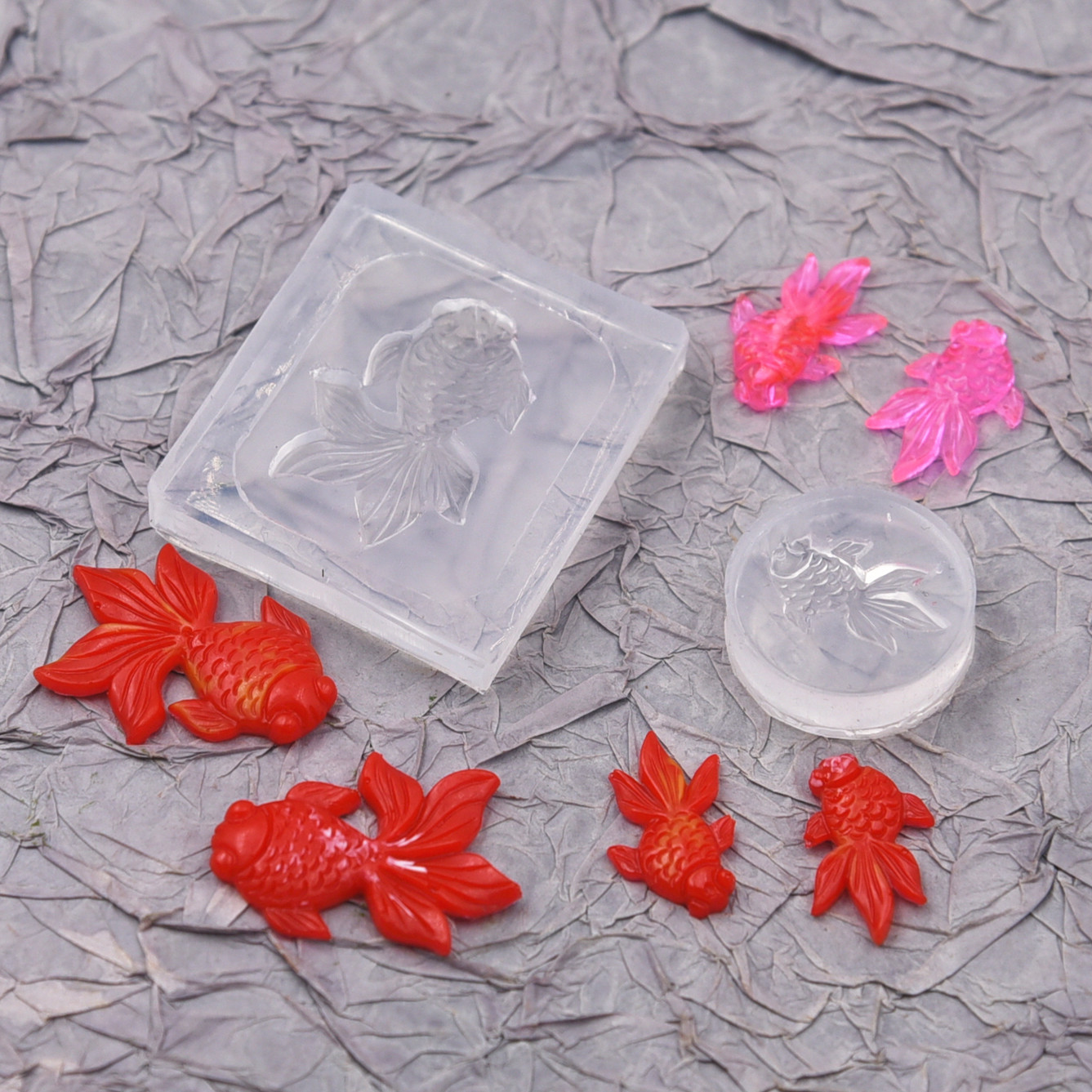 迷你金鱼硅胶模具 海洋风DIY水晶滴胶UV胶 超轻粘土美甲硅胶模具