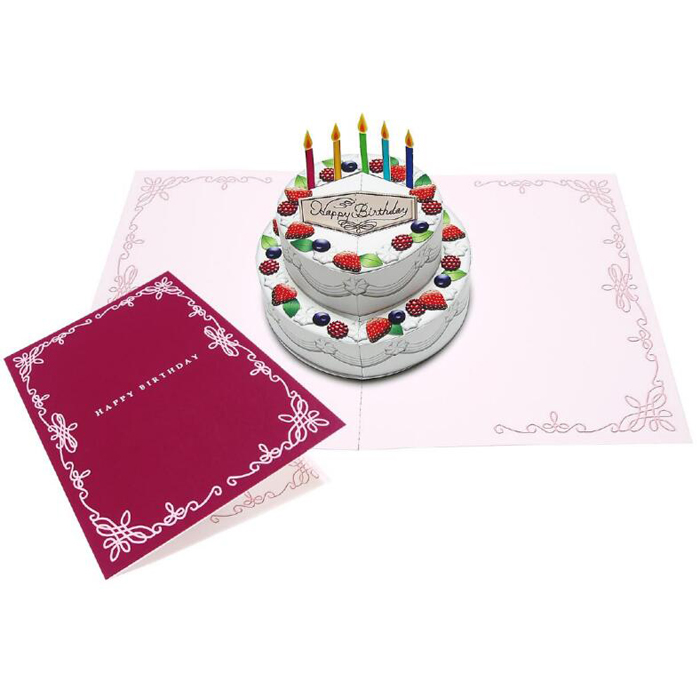 儿童益智DIY纸艺手工制作生日蛋糕立体创意贺卡弹出式卡片纸模型