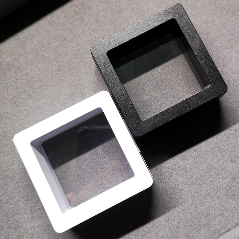 正方形悬浮盒观赏宝石盒子裸石盒收纳盒收藏盒薄膜保护盒透明立体