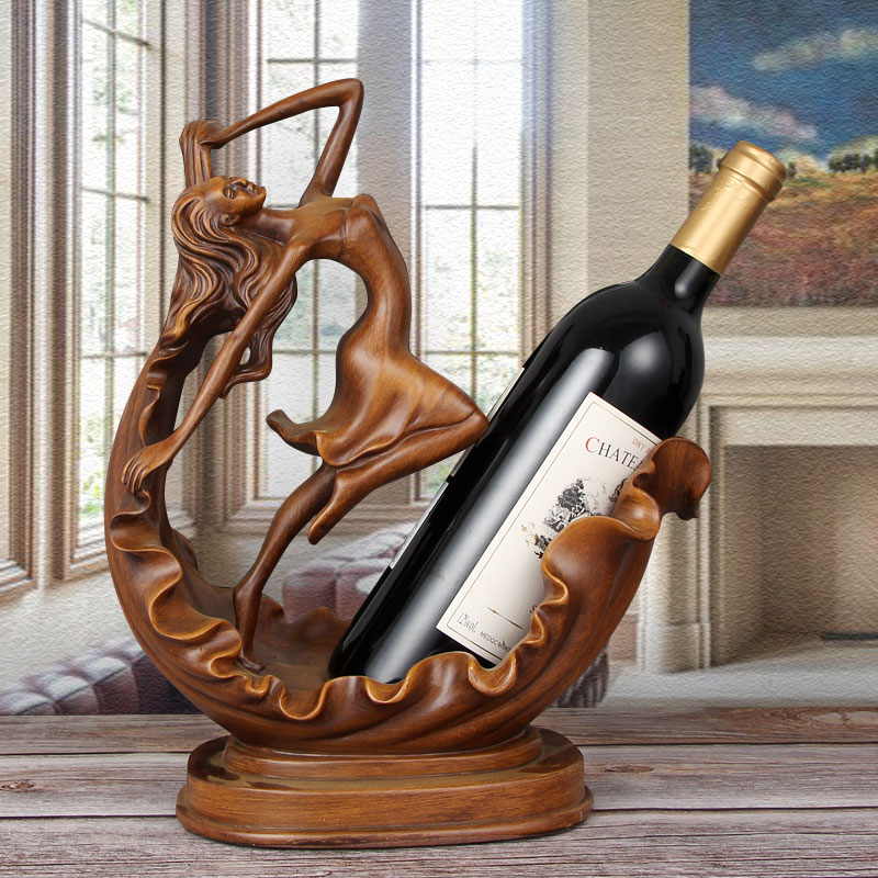 欧式创意美女红酒架摆件客厅酒柜博古架装饰酒瓶收纳葡萄酒托架子