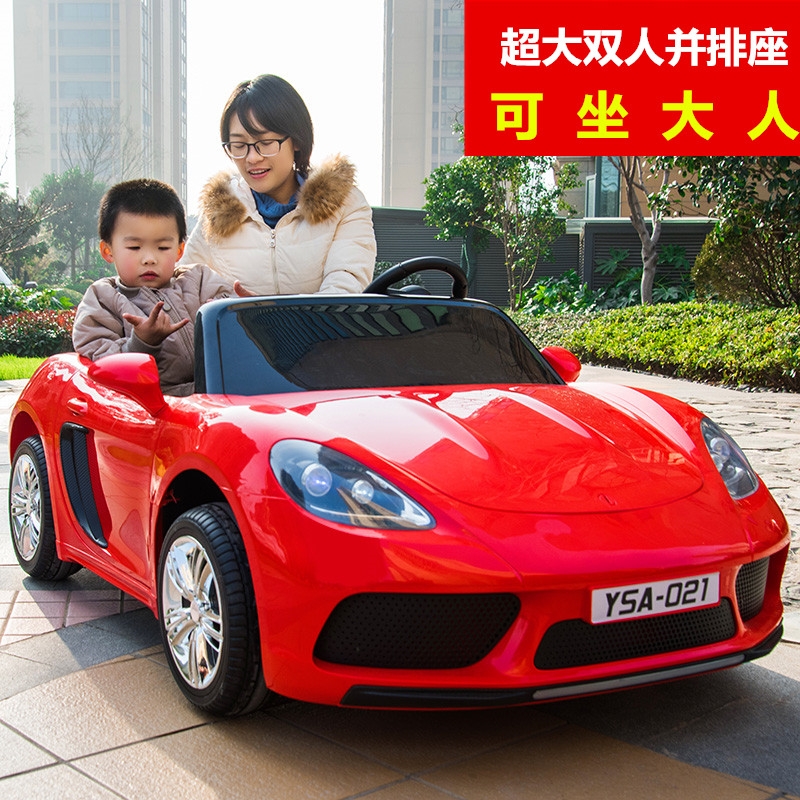 亲子双人座超大儿童电动四轮遥控可坐大人宝宝一体玩具汽车保时捷