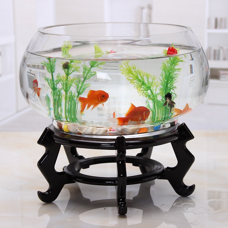 超白圆形玻璃鱼缸加厚大号乌龟缸办公桌面客厅小型造景生态金鱼缸