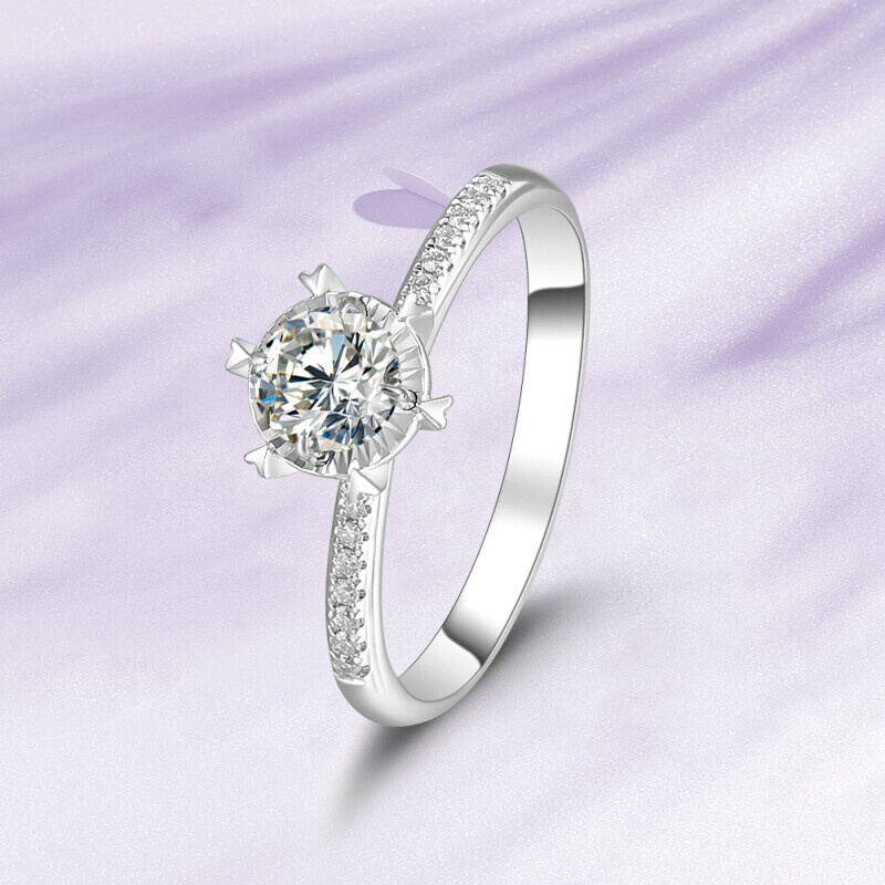 18金K钻石戒指心形爪显钻大1克拉钻戒人工培育钻石求订婚结婚礼物