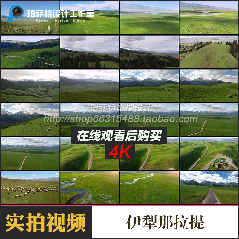 t287伊犁那拉提旅游风景区4K航拍新疆草原高清实拍视频素材