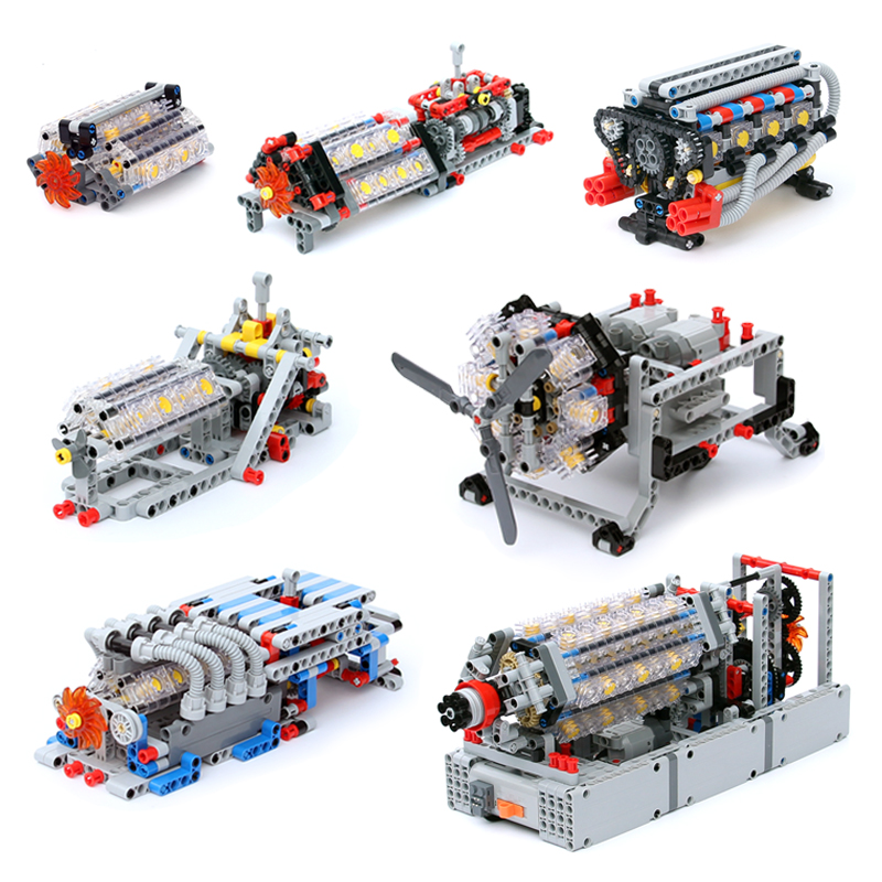 兼容乐高发动机引擎V8变速箱零件组装玩具机械组模型拼装积木MOC