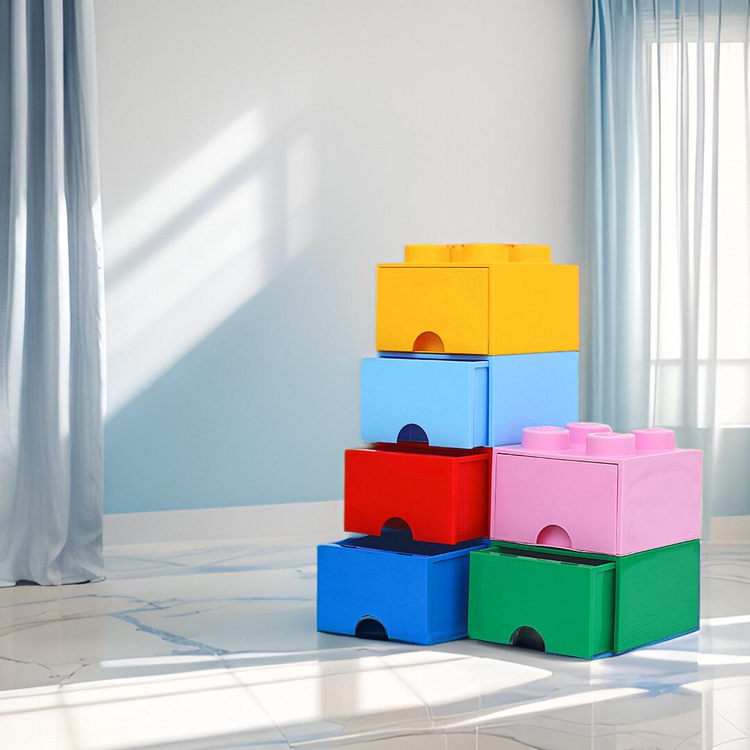 积木收纳盒legoroom抽屉式收纳箱可叠高儿童房四格整理箱塑料玩具