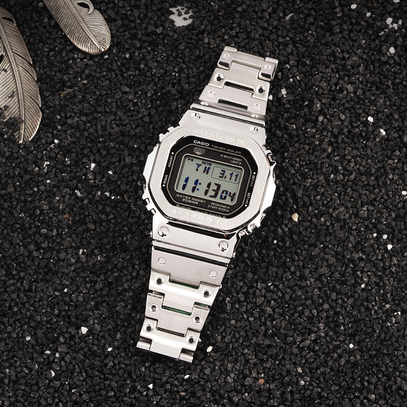 卡西欧35周年限定银方块手表男g shock小方块金砖银砖 GMW-B5000D