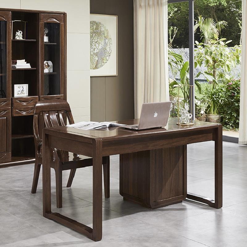 新款式实木书桌全实木黑胡桃木书房写字简约办公桌家用台式电脑桌