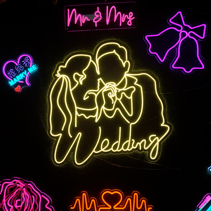新品新人婚礼婚庆头像名字字母发光霓虹灯挂牌舞台背景拍照道具灯